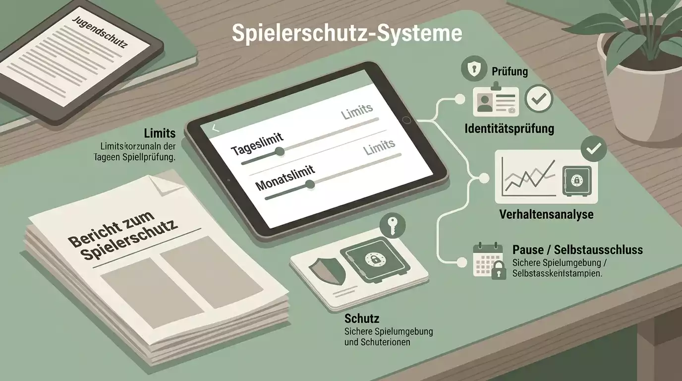 Schematische Übersicht von Schutzsystemen, Limits und ruhigen Kontrollpunkten