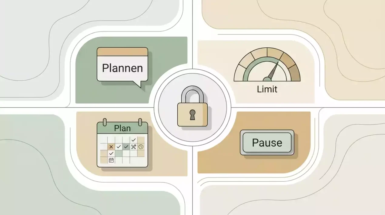 Abstrakte Schutzkarte mit Schloss, Kalender und klaren Begrenzungslinien